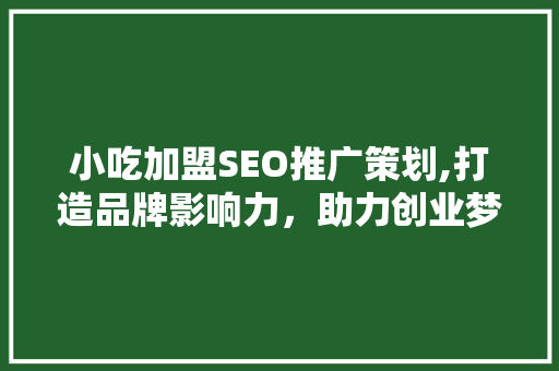 小吃加盟SEO推广策划,打造品牌影响力，助力创业梦想起飞