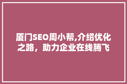 厦门SEO周小帮,介绍优化之路，助力企业在线腾飞