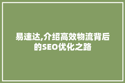 易速达,介绍高效物流背后的SEO优化之路