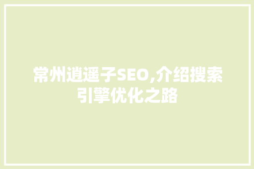 常州逍遥子SEO,介绍搜索引擎优化之路