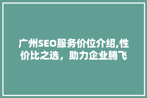 广州SEO服务价位介绍,性价比之选，助力企业腾飞