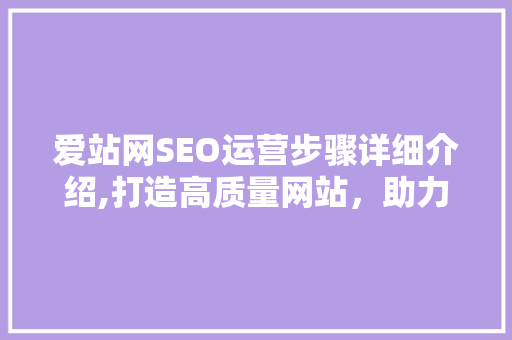 爱站网SEO运营步骤详细介绍,打造高质量网站，助力企业互联网营销