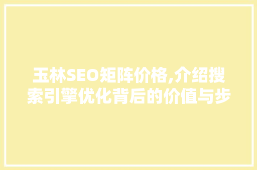 玉林SEO矩阵价格,介绍搜索引擎优化背后的价值与步骤