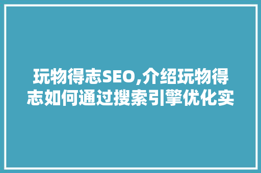 玩物得志SEO,介绍玩物得志如何通过搜索引擎优化实现品牌崛起