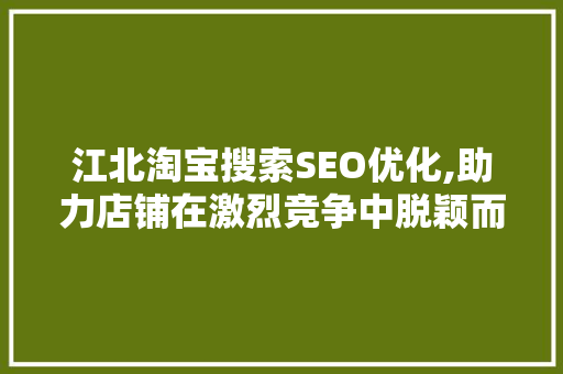 江北淘宝搜索SEO优化,助力店铺在激烈竞争中脱颖而出