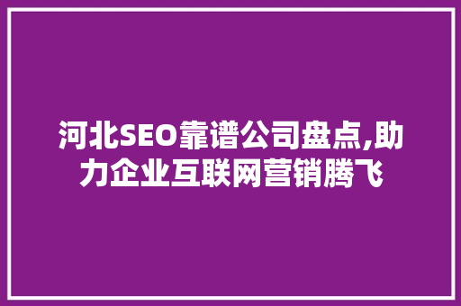 河北SEO靠谱公司盘点,助力企业互联网营销腾飞