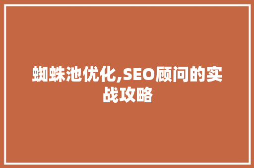 蜘蛛池优化,SEO顾问的实战攻略