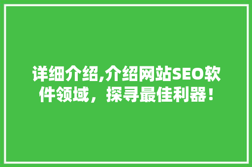 详细介绍,介绍网站SEO软件领域，探寻最佳利器！