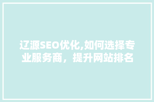 辽源SEO优化,如何选择专业服务商，提升网站排名