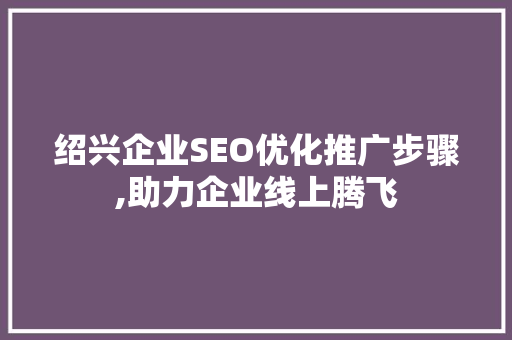绍兴企业SEO优化推广步骤,助力企业线上腾飞
