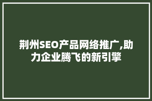 荆州SEO产品网络推广,助力企业腾飞的新引擎