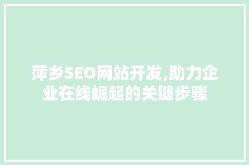 萍乡SEO网站开发,助力企业在线崛起的关键步骤