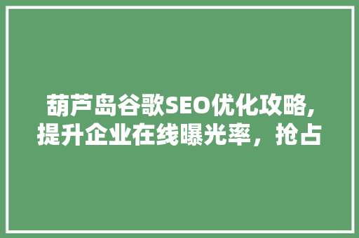 葫芦岛谷歌SEO优化攻略,提升企业在线曝光率，抢占市场先机