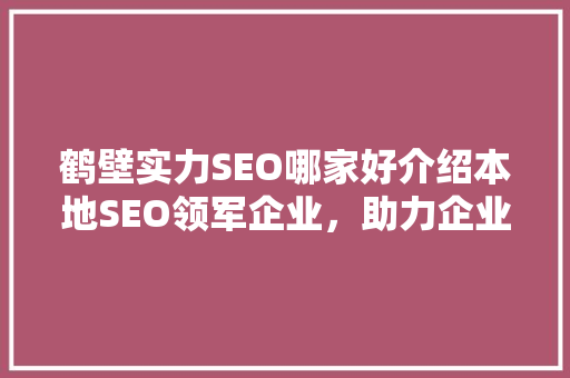 鹤壁实力SEO哪家好介绍本地SEO领军企业，助力企业腾飞！