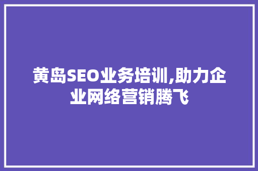 黄岛SEO业务培训,助力企业网络营销腾飞