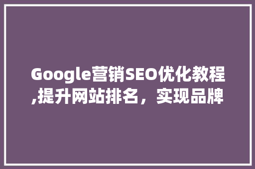 Google营销SEO优化教程,提升网站排名，实现品牌价值最大化