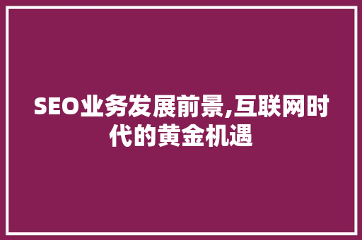 SEO业务发展前景,互联网时代的黄金机遇