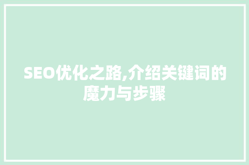 SEO优化之路,介绍关键词的魔力与步骤