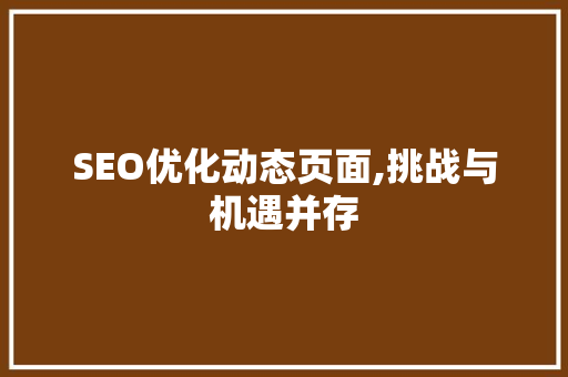 SEO优化动态页面,挑战与机遇并存