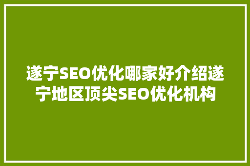 遂宁SEO优化哪家好介绍遂宁地区顶尖SEO优化机构