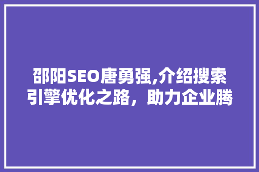 邵阳SEO唐勇强,介绍搜索引擎优化之路，助力企业腾飞