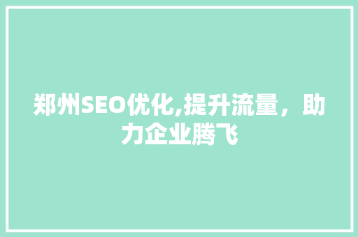 郑州SEO优化,提升流量，助力企业腾飞