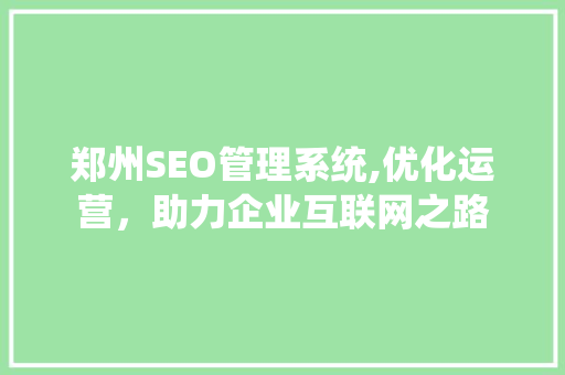 郑州SEO管理系统,优化运营，助力企业互联网之路