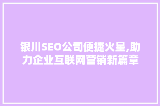 银川SEO公司便捷火星,助力企业互联网营销新篇章