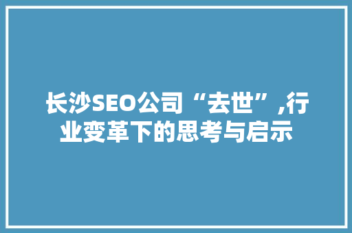 长沙SEO公司“去世”,行业变革下的思考与启示