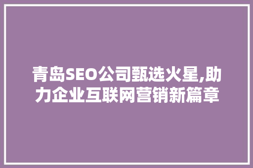 青岛SEO公司甄选火星,助力企业互联网营销新篇章