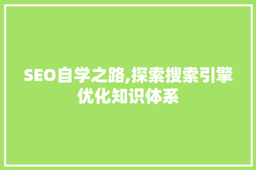 SEO自学之路,探索搜索引擎优化知识体系