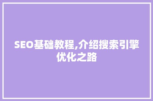 SEO基础教程,介绍搜索引擎优化之路