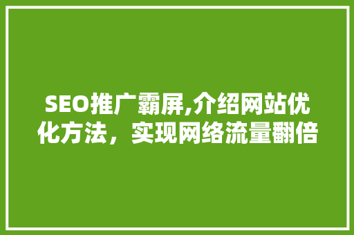 SEO推广霸屏,介绍网站优化方法，实现网络流量翻倍增长